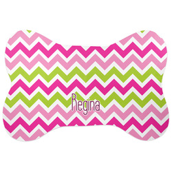 Pink & Green Chevron Bone Shaped Dog Food Mat (Personalized)