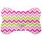 Pink & Green Chevron Bone Shaped Dog Food Mat (Large) (Personalized)