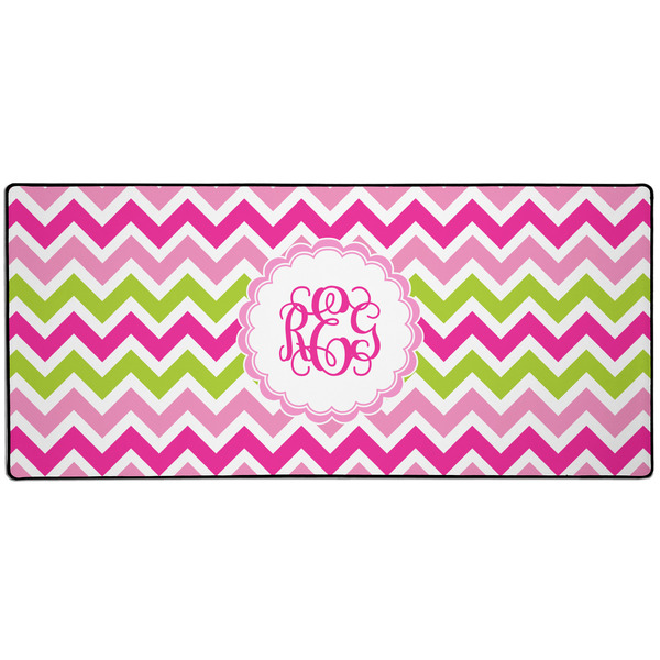 Custom Pink & Green Chevron Gaming Mouse Pad (Personalized)