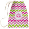 Pink & Green Chevron Large Laundry Bag - Front View