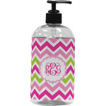 Pink & Green Chevron Plastic Soap / Lotion Dispenser (Personalized)