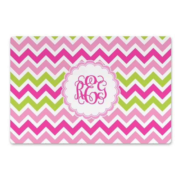 Custom Pink & Green Chevron Large Rectangle Car Magnet (Personalized)