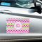 Pink & Green Chevron Large Rectangle Car Magnets- In Context
