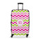 Pink & Green Chevron Suitcase - 28" Large - Checked w/ Monogram