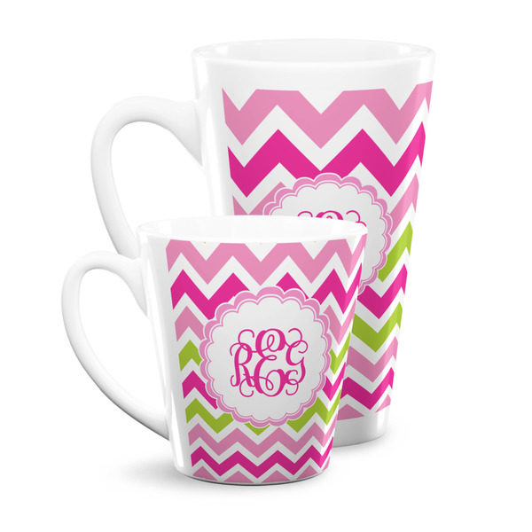 Pink & Green Chevron Latte Mugs Main