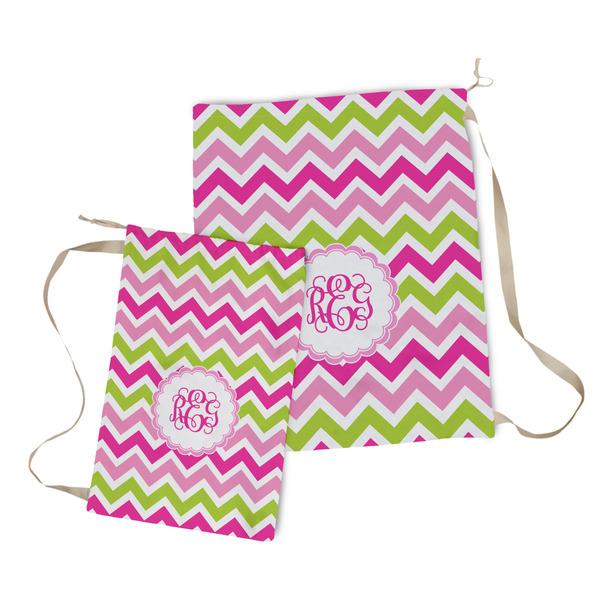 Pink & Green Chevron Laundry Bag - Both Bags