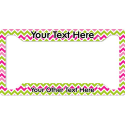 Pink & Green Chevron License Plate Frame - Style A (Personalized)