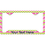 Pink & Green Chevron License Plate Frame - Style C (Personalized)