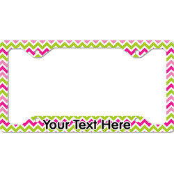 Pink & Green Chevron License Plate Frame - Style C (Personalized)