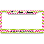Pink & Green Chevron License Plate Frame - Style B (Personalized)