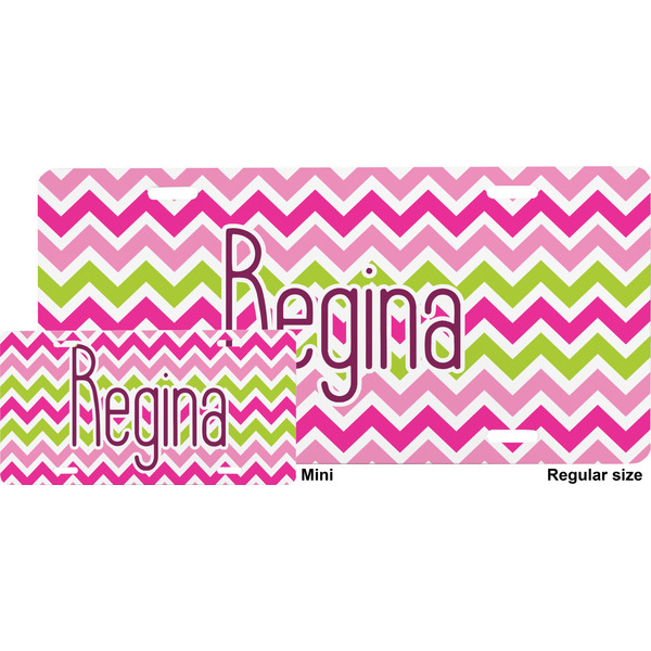 Pink & Green Chevron License Plate (Sizes)