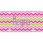 Pink & Green Chevron Front License Plate (Personalized)