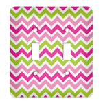 Pink & Green Chevron Light Switch Cover (2 Toggle Plate)