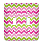Pink & Green Chevron Light Switch Cover (2 Toggle Plate)