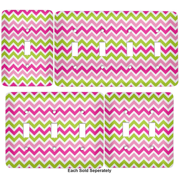 Pink & Green Chevron Light Switch Covers all sizes