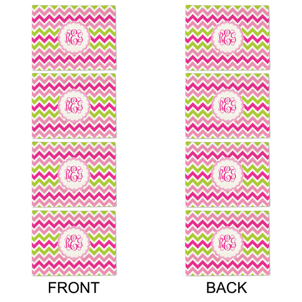 Pink & Green Chevron Linen Placemat - APPROVAL Set of 4 (double sided)