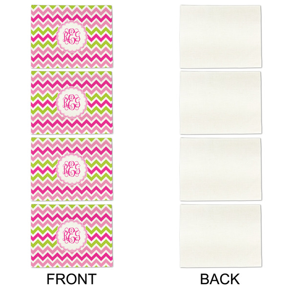 Pink & Green Chevron Linen Placemat - APPROVAL Set of 4 (single sided)