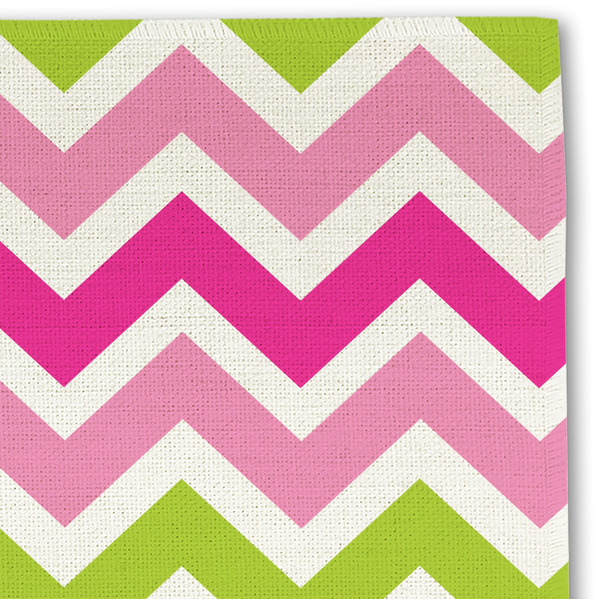 Pink & Green Chevron Linen Placemat - DETAIL