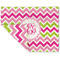 Pink & Green Chevron Linen Placemat - Folded Corner (double side)