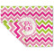 Pink & Green Chevron Double-Sided Linen Placemat - Single w/ Monogram
