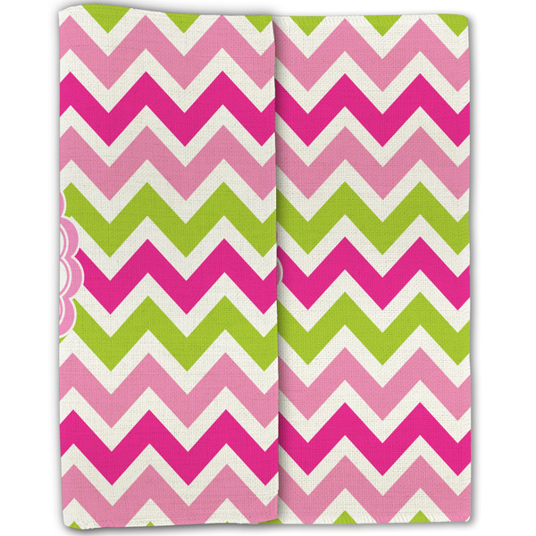 Pink & Green Chevron Linen Placemat - Folded Half (double sided)
