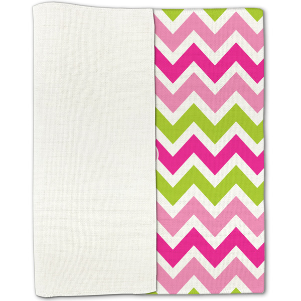 Pink & Green Chevron Linen Placemat - Folded Half