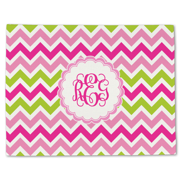 Pink & Green Chevron Linen Placemat - Front
