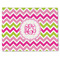 Pink & Green Chevron Single-Sided Linen Placemat - Single w/ Monogram