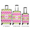 Pink & Green Chevron Luggage Bags all sizes - With Handle