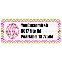 Pink & Green Chevron Return Address Labels (Personalized)