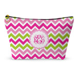 Pink & Green Chevron Makeup Bag - Small - 8.5"x4.5" (Personalized)