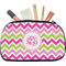 Pink & Green Chevron Makeup / Cosmetic Bag - Medium (Personalized)