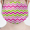 Pink & Green Chevron Mask - Pleated (new) Front View on Girl