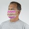 Pink & Green Chevron Mask - Quarter View on Guy
