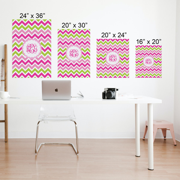 Pink & Green Chevron Matte Poster - Sizes