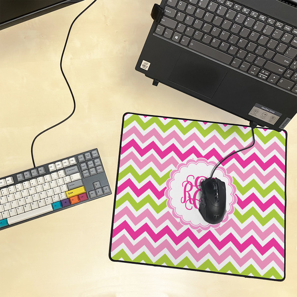 Pink & Green Chevron Medium Gaming Mats - LIFESTYLE