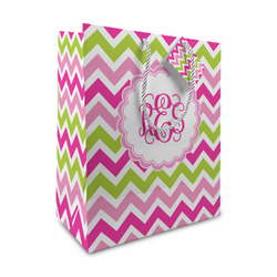 Pink & Green Chevron Medium Gift Bag (Personalized)