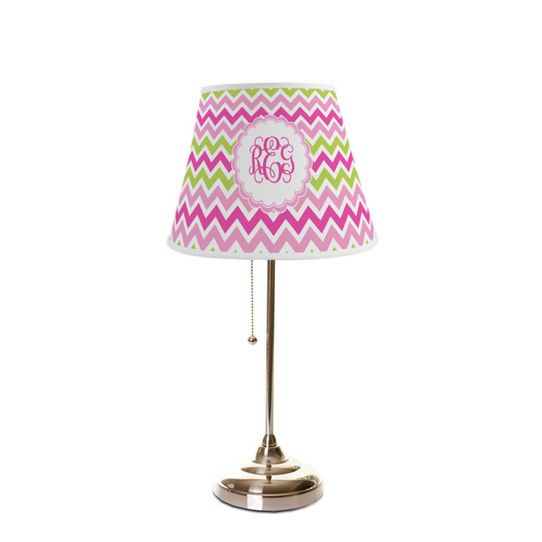 Pink & Green Chevron Poly Film Empire Lampshade - On Stand