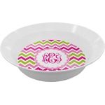 Pink & Green Chevron Melamine Bowl (Personalized)
