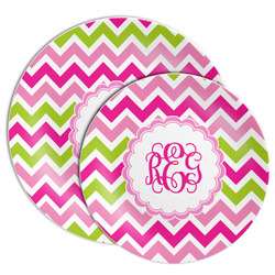 Pink & Green Chevron Melamine Plate (Personalized)