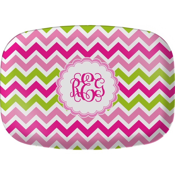 Custom Pink & Green Chevron Melamine Platter (Personalized)