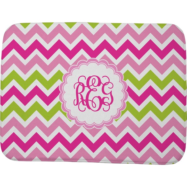 Pink & Green Chevron Memory Foam Bath Mat 48 X 36