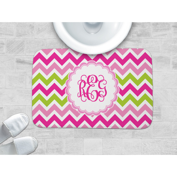 Pink & Green Chevron Memory Foam Bath Mat - LIFESTYLE 34x21