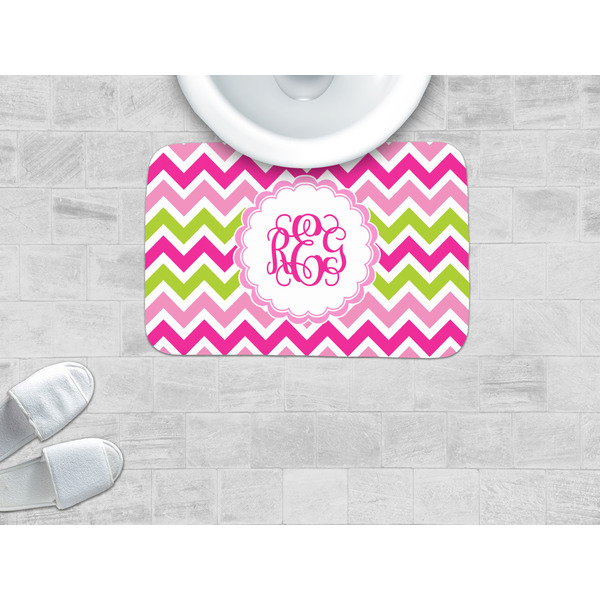 Pink & Green Chevron Memory Foam Bath Mat - LIFESTYLE
