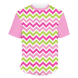 Pink & Green Chevron Men's Crew T-Shirt - Medium