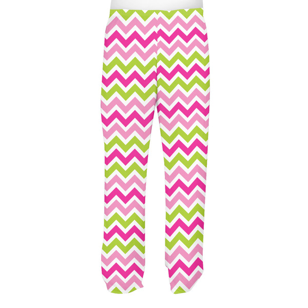 Pink & Green Chevron Men's Pjs Back - on model