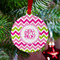 Pink & Green Chevron Metal Ball Ornament - Lifestyle