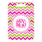 Pink & Green Chevron Metal Luggage Tag - Front Without Strap