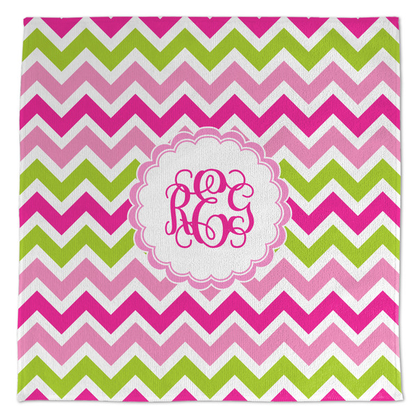 Custom Pink & Green Chevron Microfiber Dish Towel (Personalized)