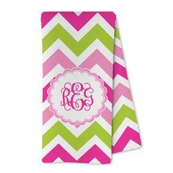 Pink & Green Chevron Kitchen Towel - Microfiber (Personalized)